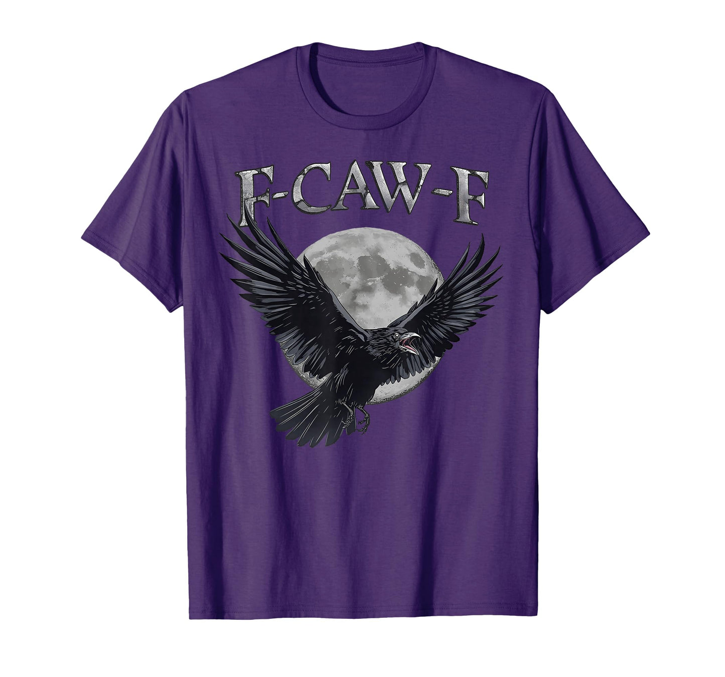 Funny F Caw F Raven Moon Gothic Graphic Halloween Crow Pun T-Shirt