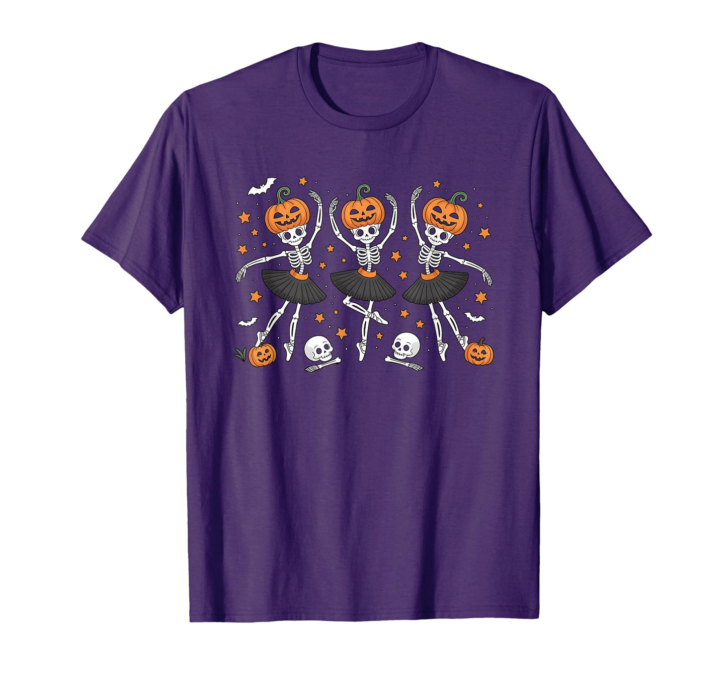 Ballet Pumpkin Skeleton Scary Men Women Boys Girl Halloween T-Shirt