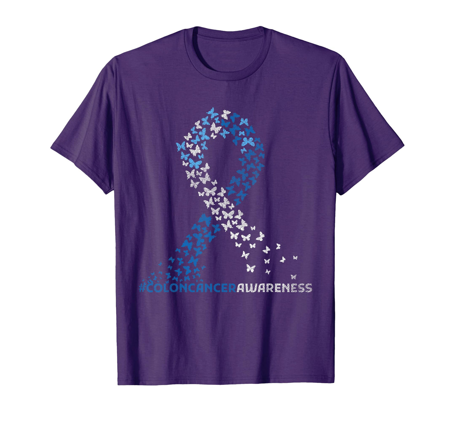 Colorectal Cancer Apparel Colon Cancer Awareness Colonoscopy Blue Ribbon Butterflies T-Shirt