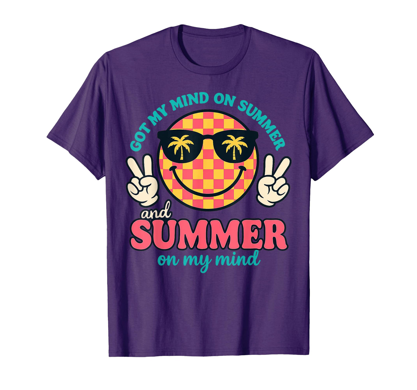 Happy Face Summer Got My Mind On Summer Teacher Graphic T-Shirt