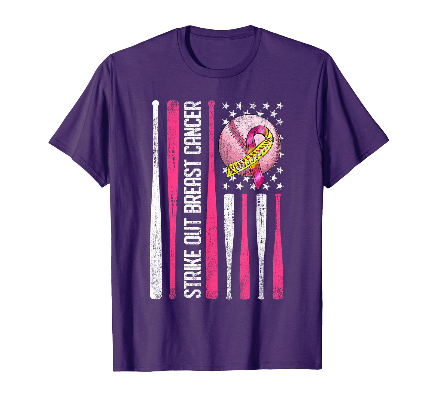 Strike Out Breast Cancer Softball Fight Awareness Men Womens T-Shirt