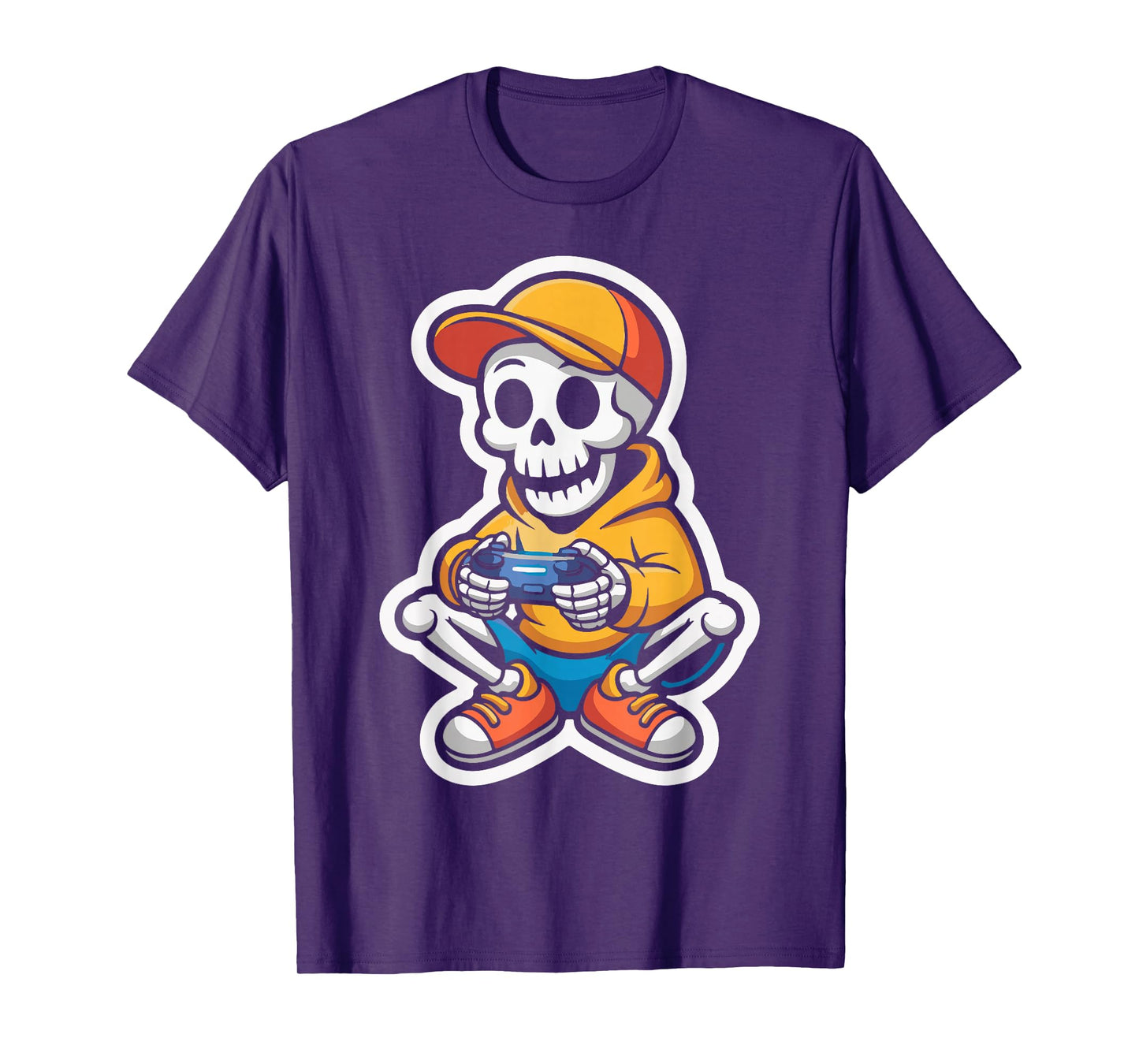 Gamer Skeleton Halloween Video Game Lovers Men Women Boys T-Shirt