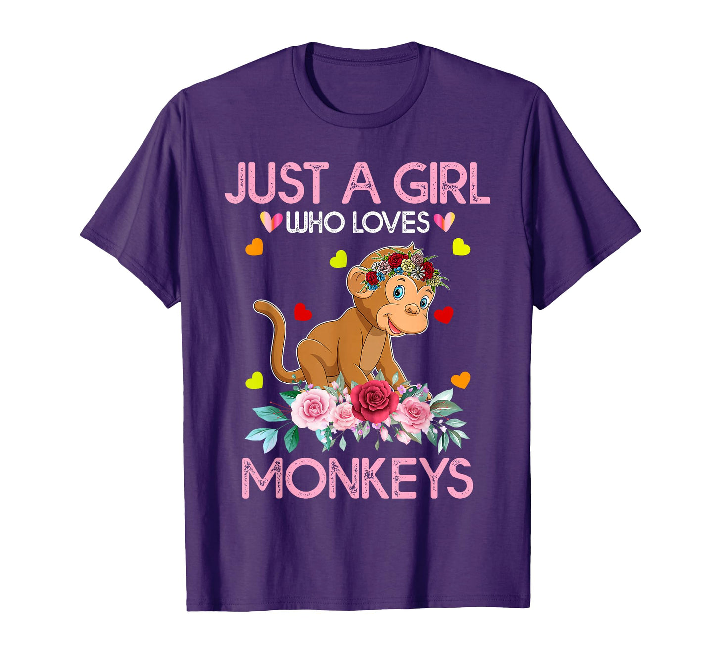 Monkey Tee For Women Kids Just A Girl Who Loves Monkeys T-Shirt