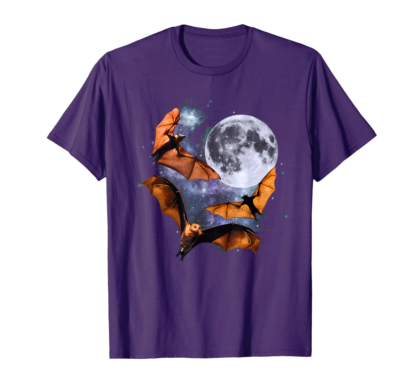 Three Bats At The Moon Vintage 90s Flying Bats Weird Cursed T-Shirt