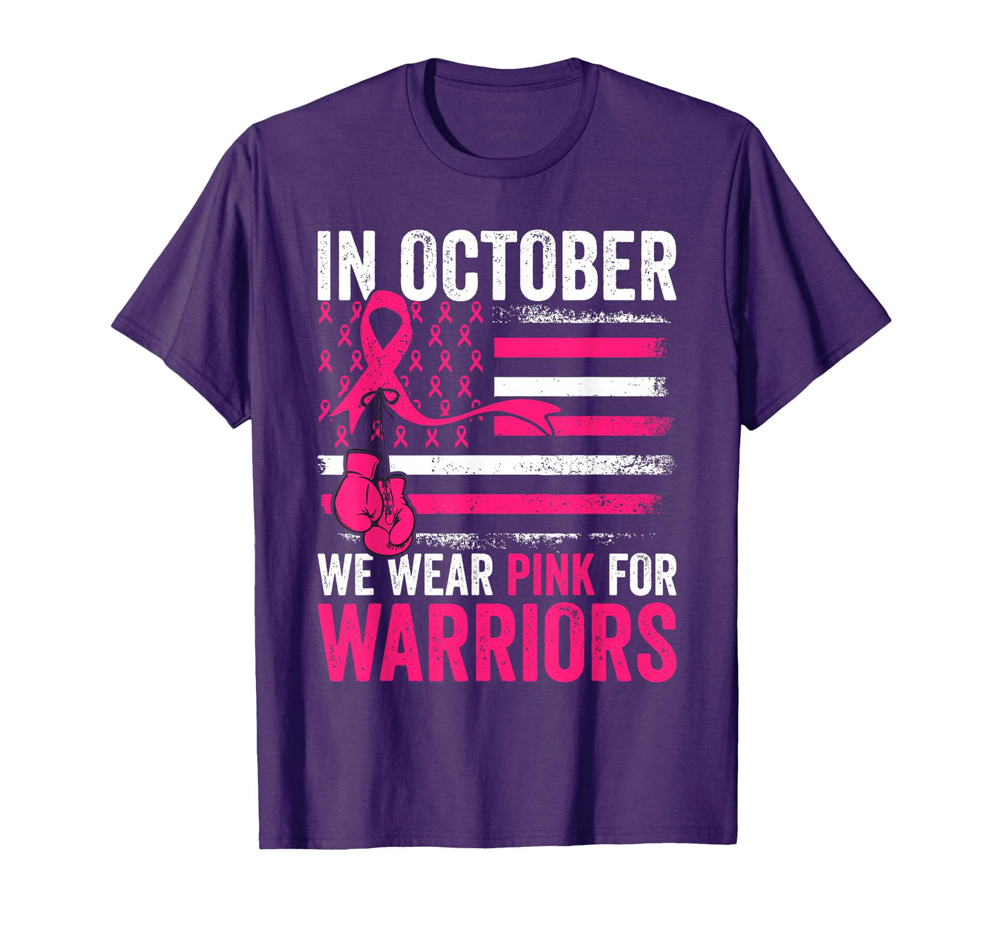 in October We Wear Pink for Warriors Breast Cancer Awareness T-Shirt