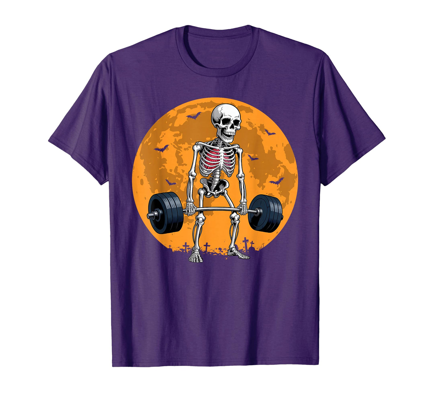 Halloween Skeleton Deadlift Funny Fitness Weightlifting Gym T-Shirt