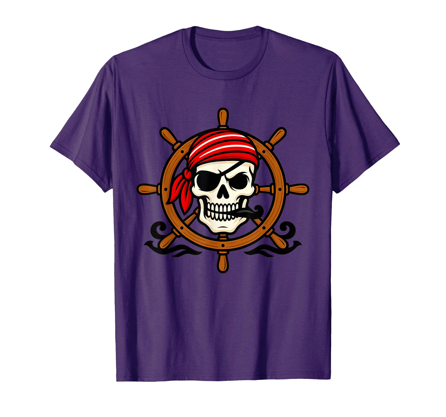 Pirate Skull Red Bandana Crossbones Jolly Roger Halloween T-Shirt