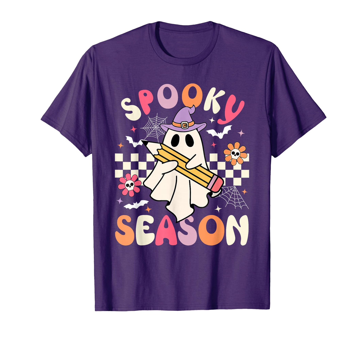 Spooky Season Retro Happy Halloween Ghost Women Toddler Girl T-Shirt