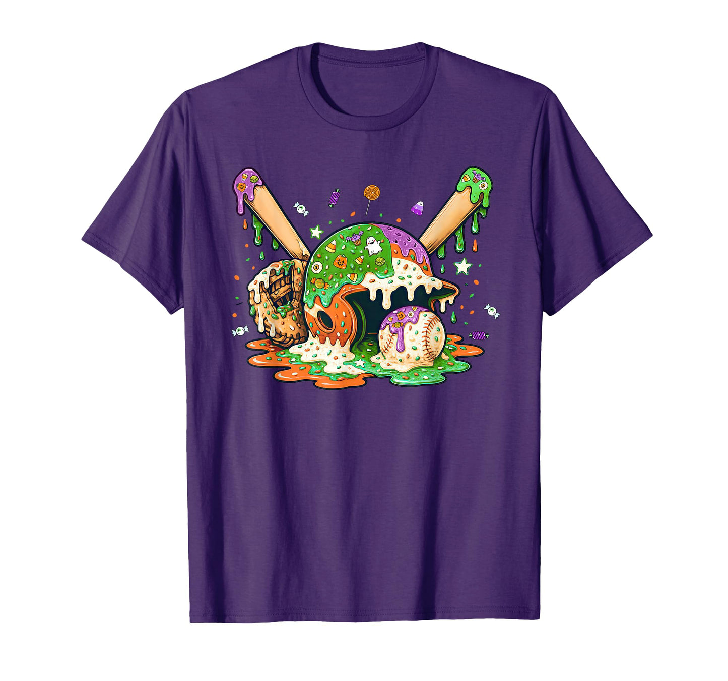 Baseball Ice Cream Drip Halloween Baseball Drip for Boys T-Shirt