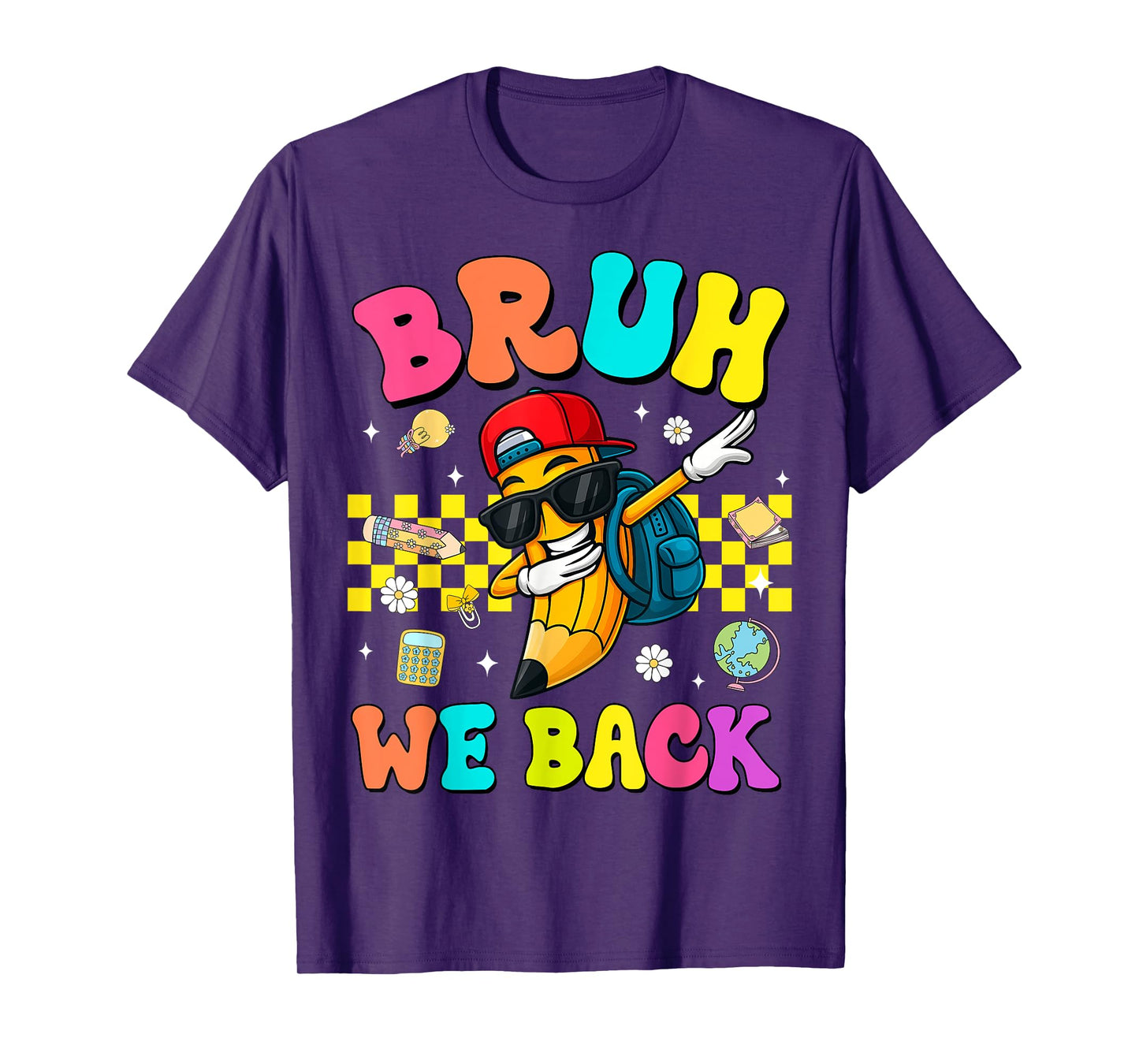 Bruh We Back Back to School Funny Pencil Dabbing Boys Kids T-Shirt