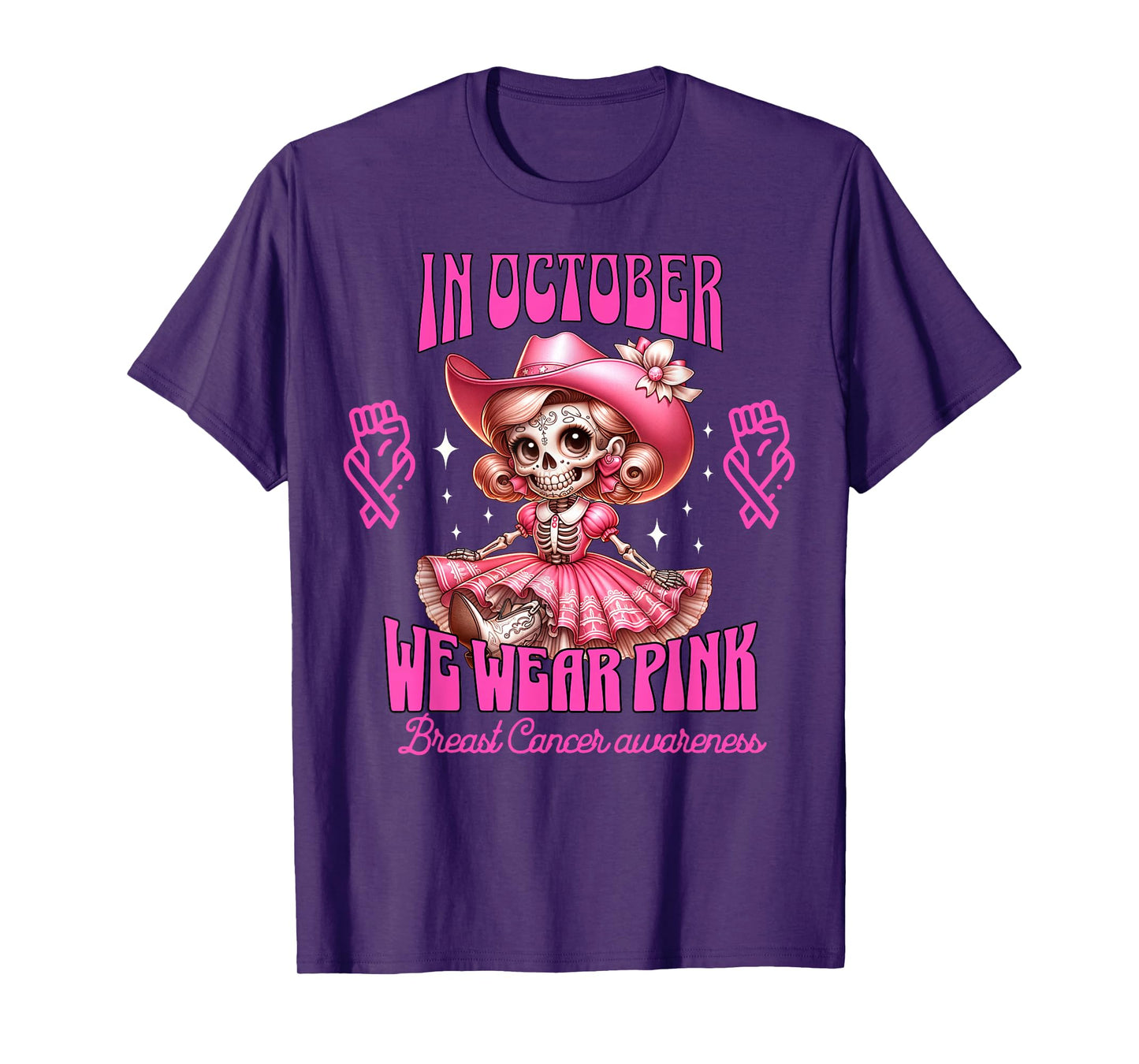 Breast Cancer Women Halloween in October We Wear Pink T-Shirt