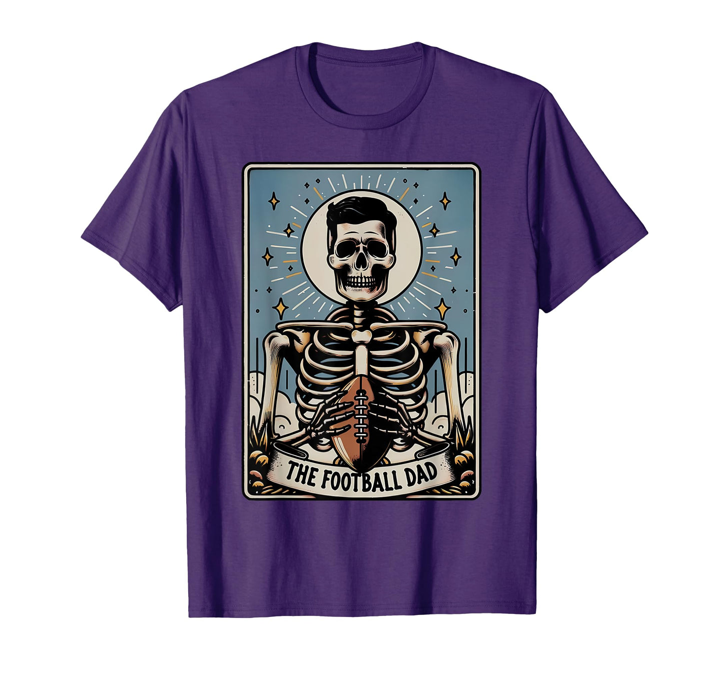 Funny Football Dad Tarot Card Skeleton Halloween Witch Vibes T-Shirt