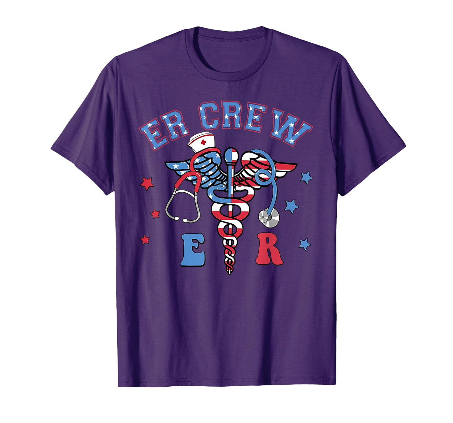 Red White & Blue ER Crew Funny Nurse Emergency 4th Of July T-Shirt