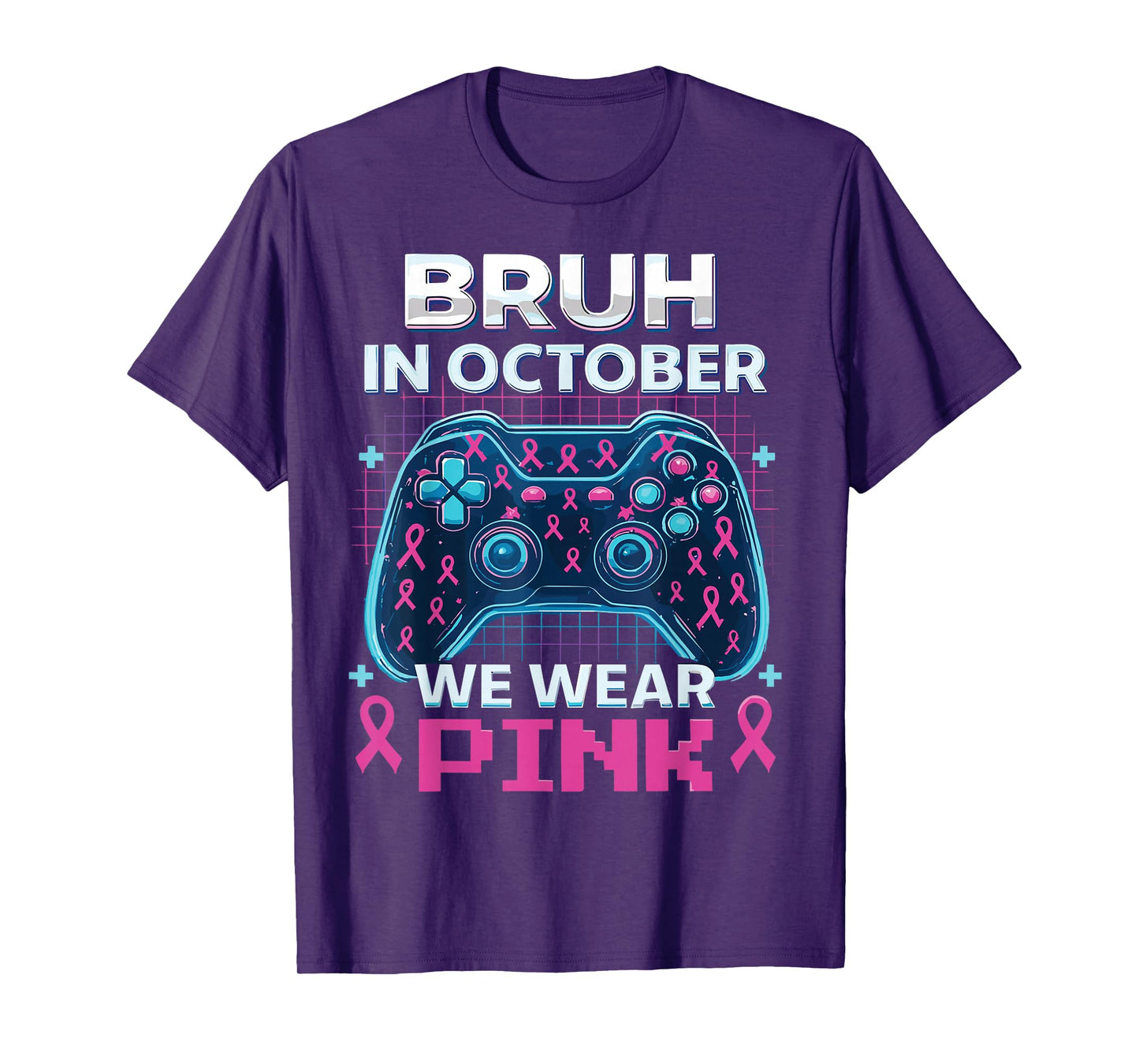 Bruh in October We Wear Pink Breast Cancer Toddler Boys T-Shirt