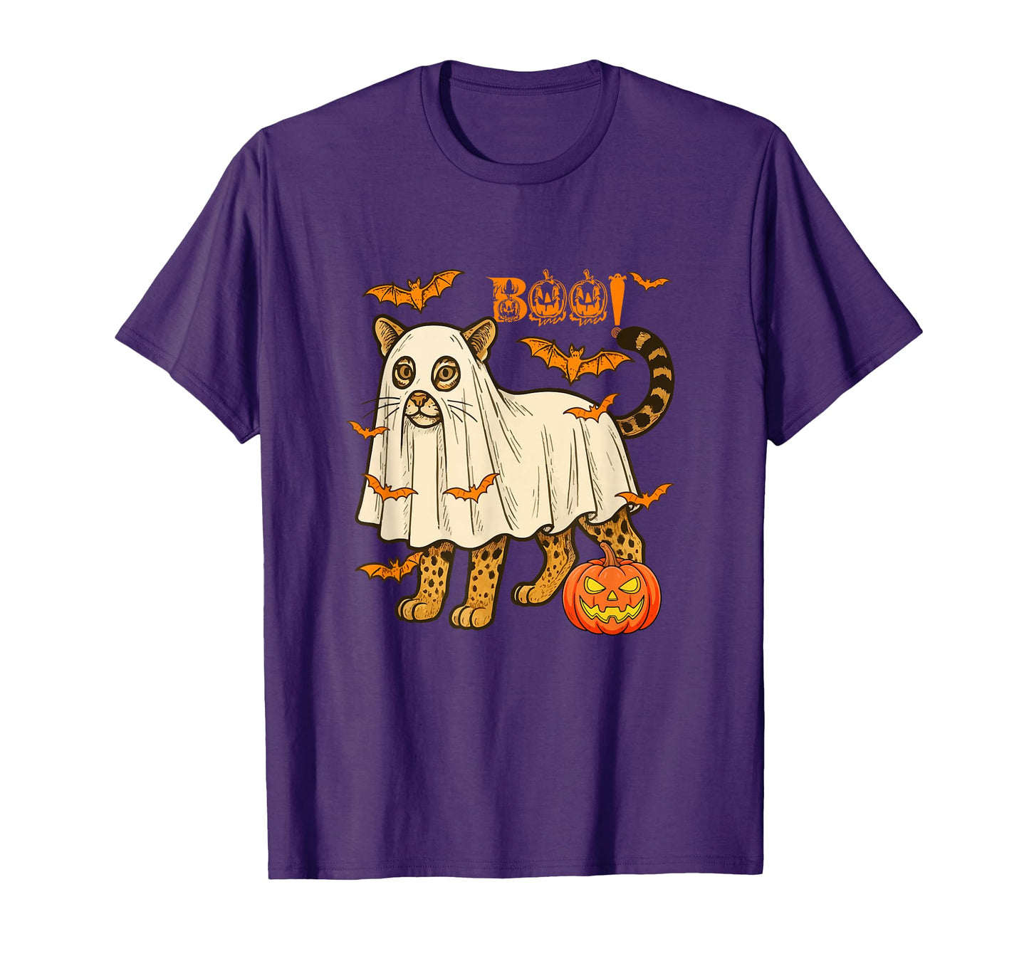Boo Halloween Ocelot Cosplay Ghost Costume Animal Lover T-Shirt