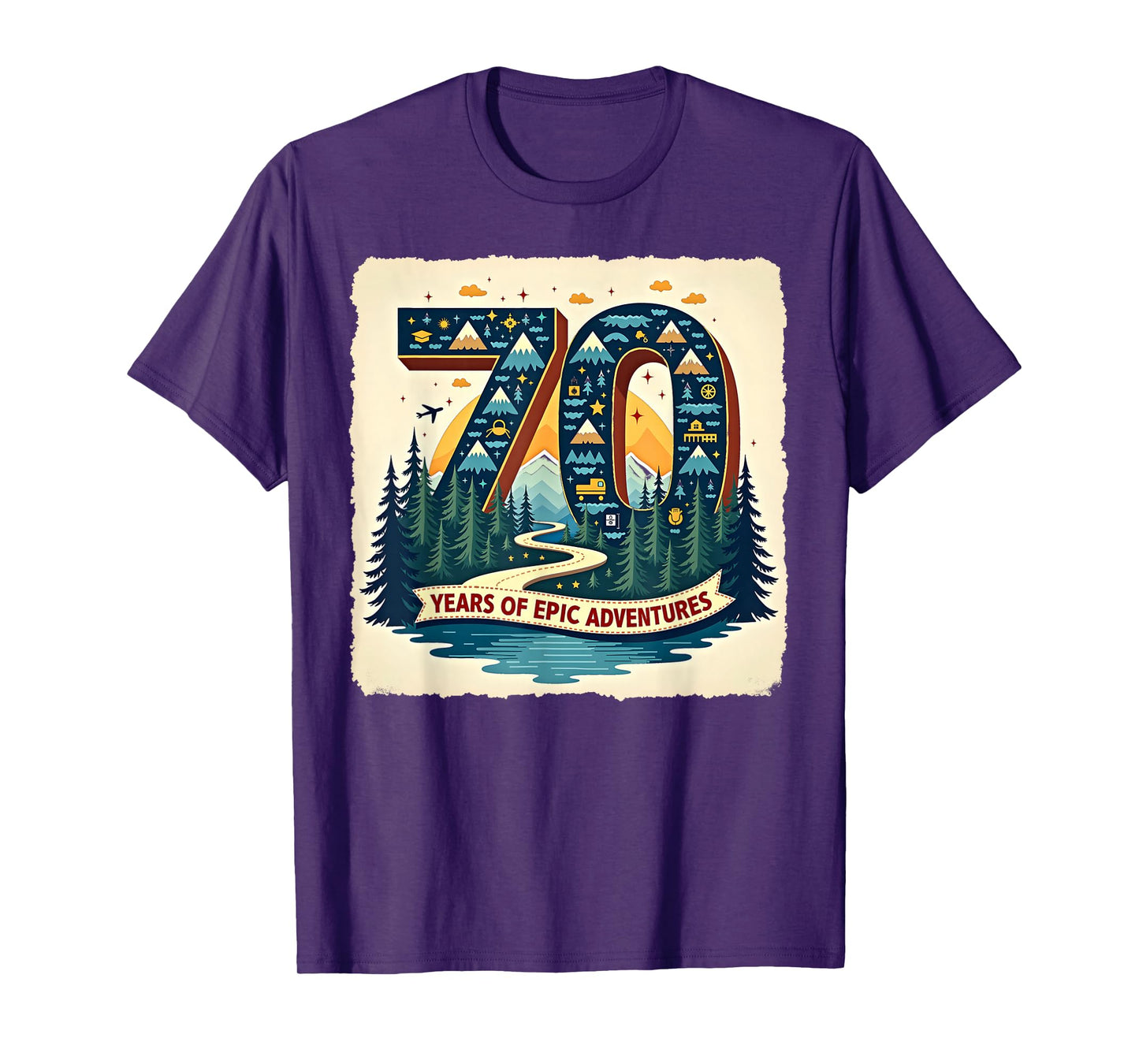 70 Years of Epic Adventures Birthday Gift Milestone Art T-Shirt