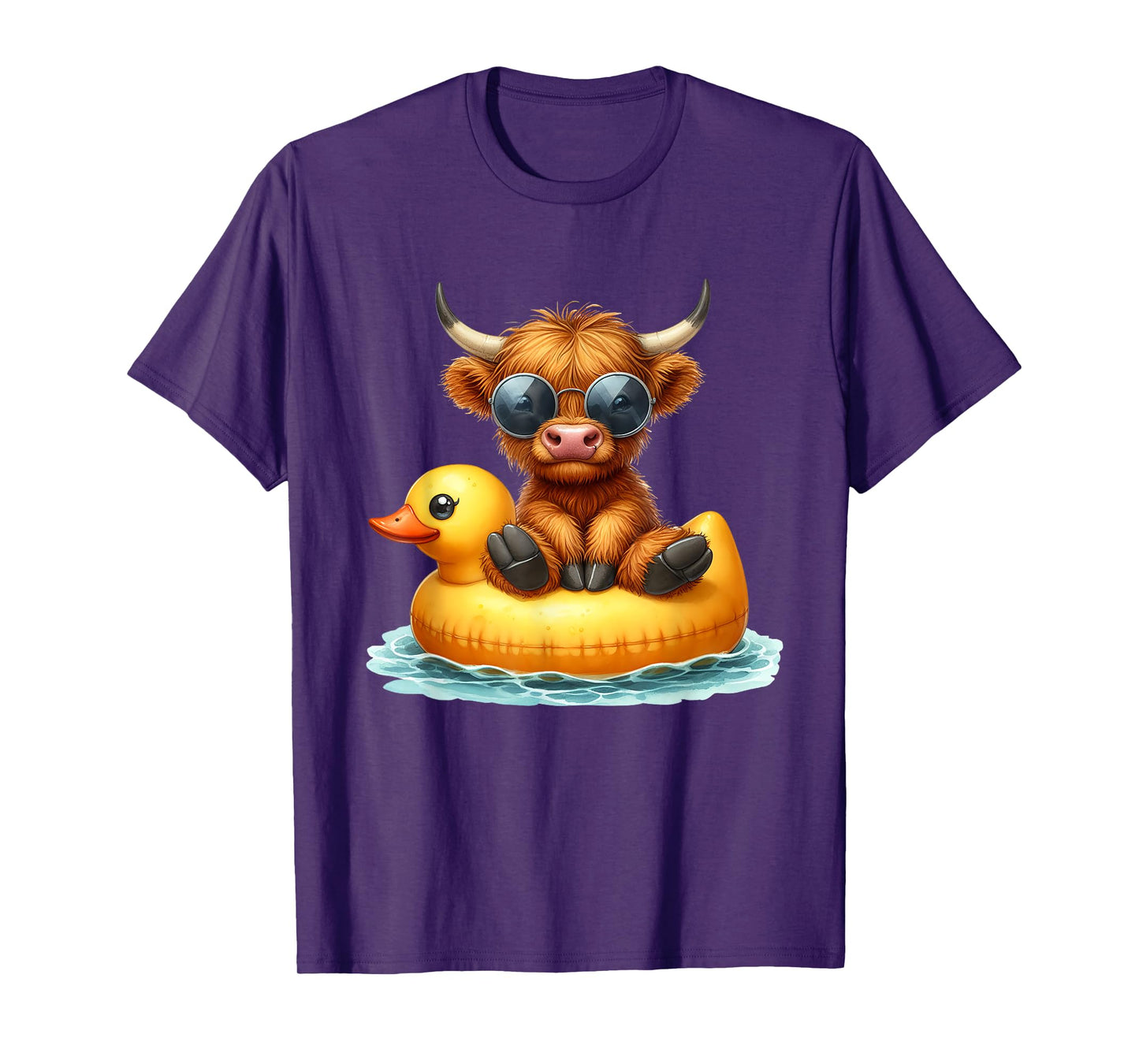 Cute Highland Cow Duck Pool Float Summer Vibes Swimming T-Shirt