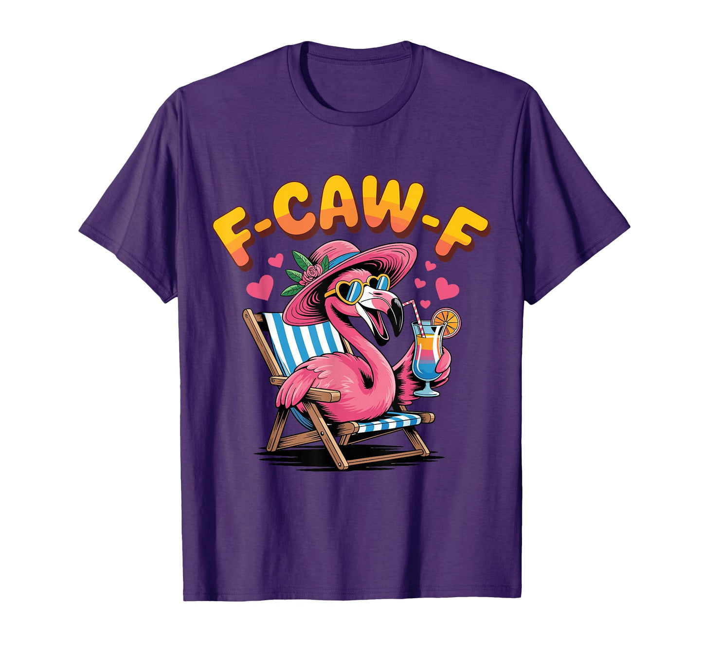 Funny Flamingo Cocktail F-Caw-F T-Shirt