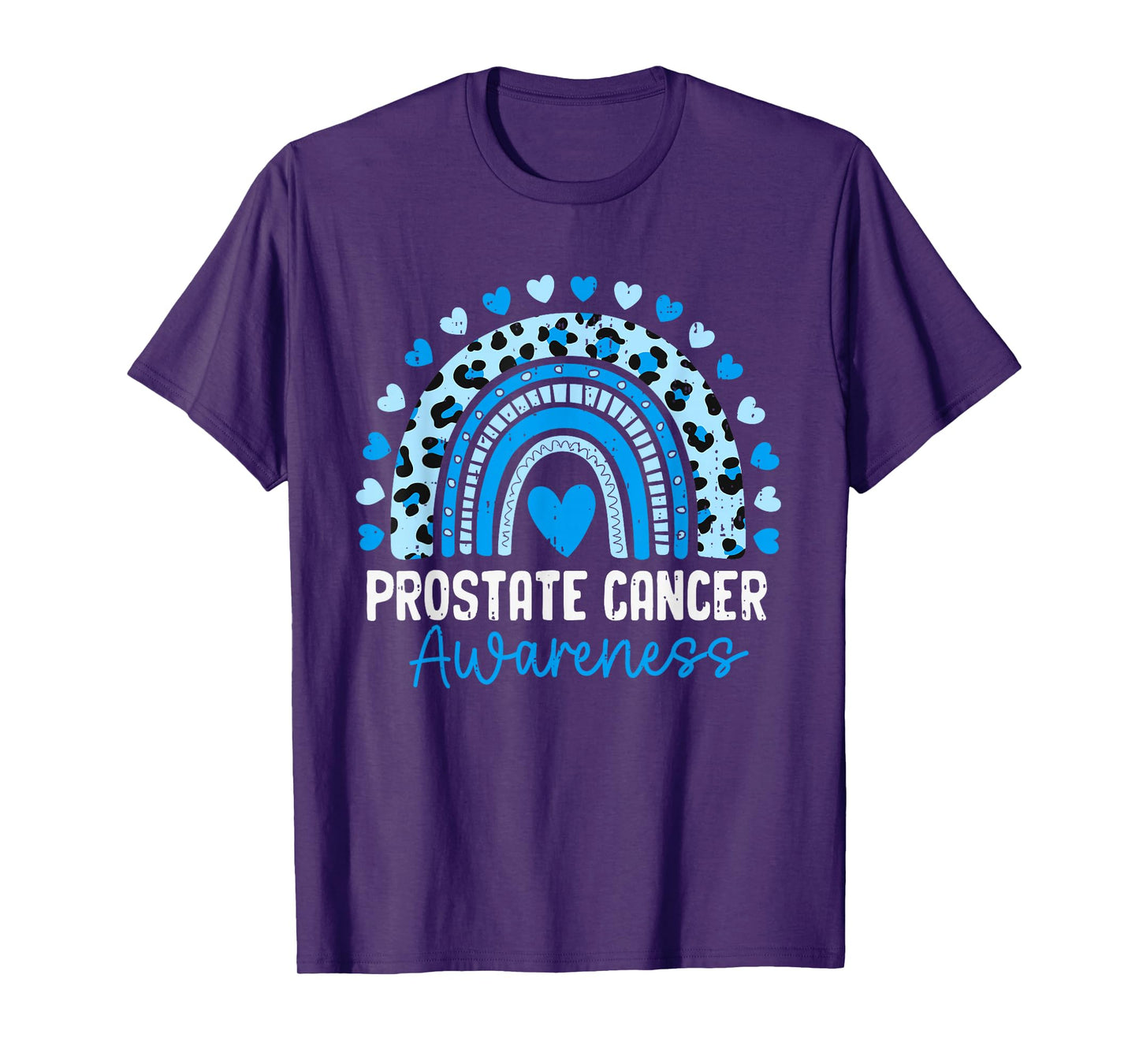 Prostate Cancer Awareness Rainbow Ribbon Blue Support Womens T-Shirt