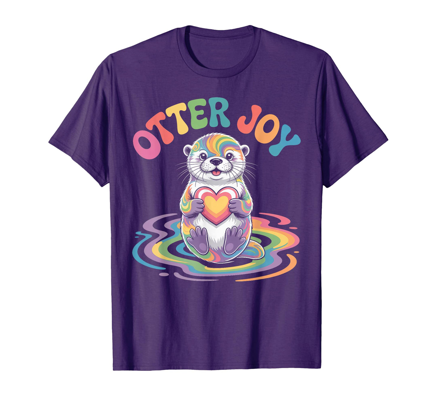 Otter Joy Heart-Holding Adorable Cartoon T-Shirt