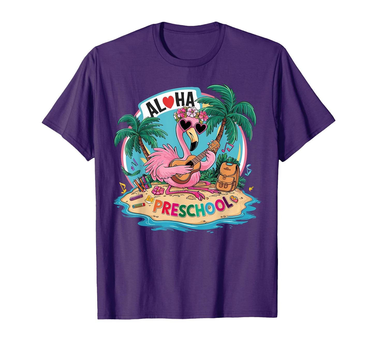 Aloha Preschool Flamingo Hawaii Back to School Kids Girl T-Shirt