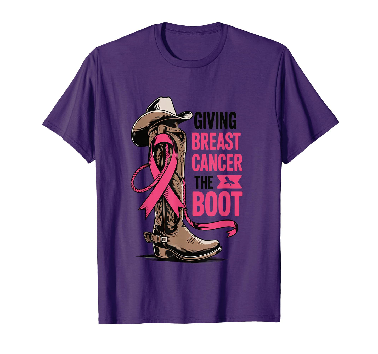 Giving Breast Cancer The Boot Cowboy Design T-Shirt