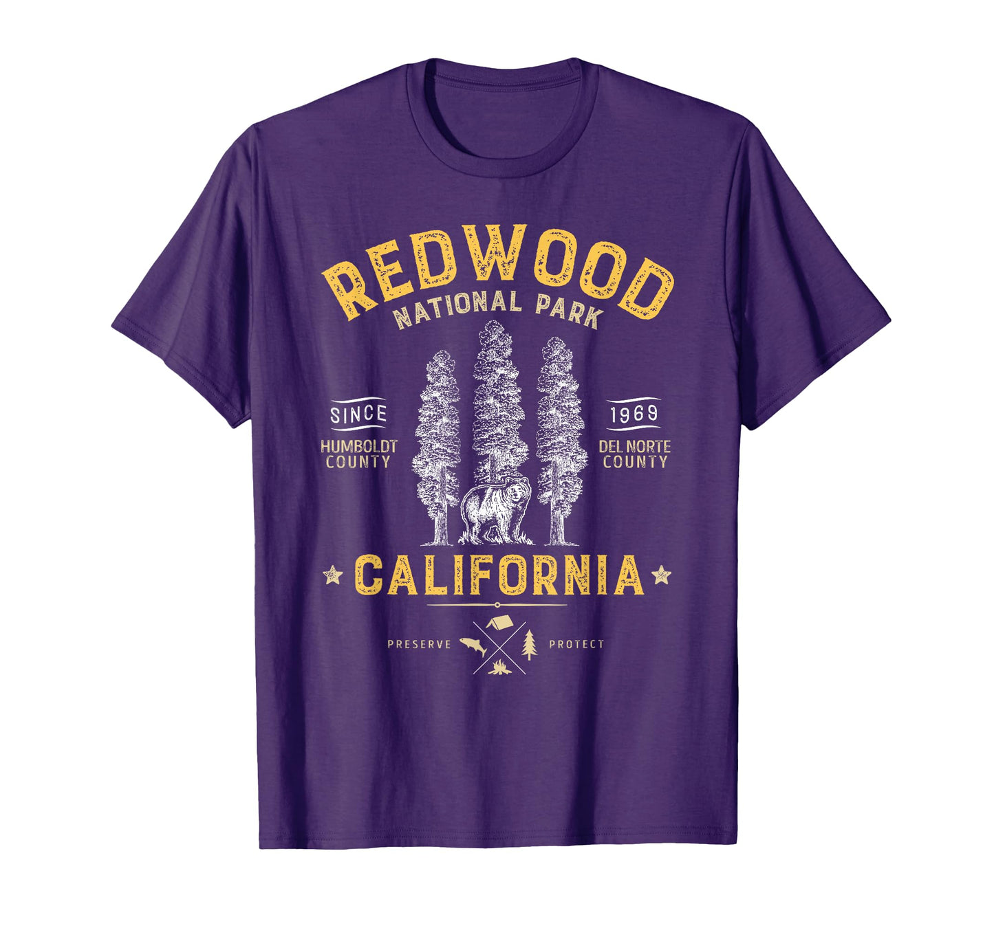 Redwood National Park T Shirt Vintage California Bear Gifts T-Shirt