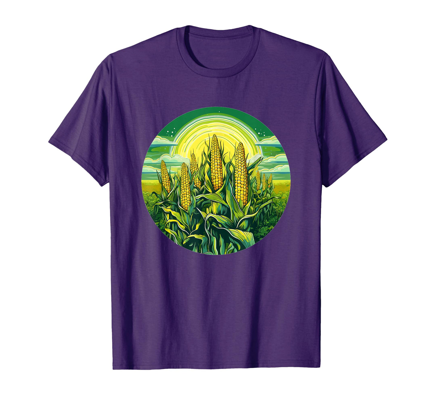Cornfield Under Radiant Sun Nature Scene T-Shirt