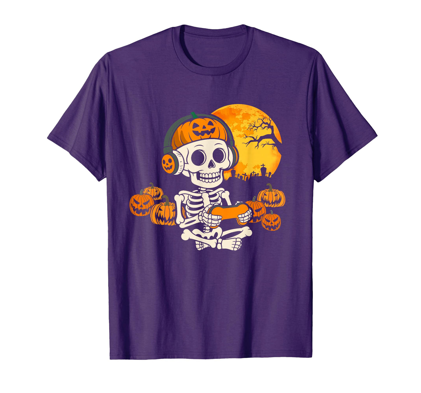 Gamer Spooky Skeleton Gaming Video Games Halloween Boys T-Shirt