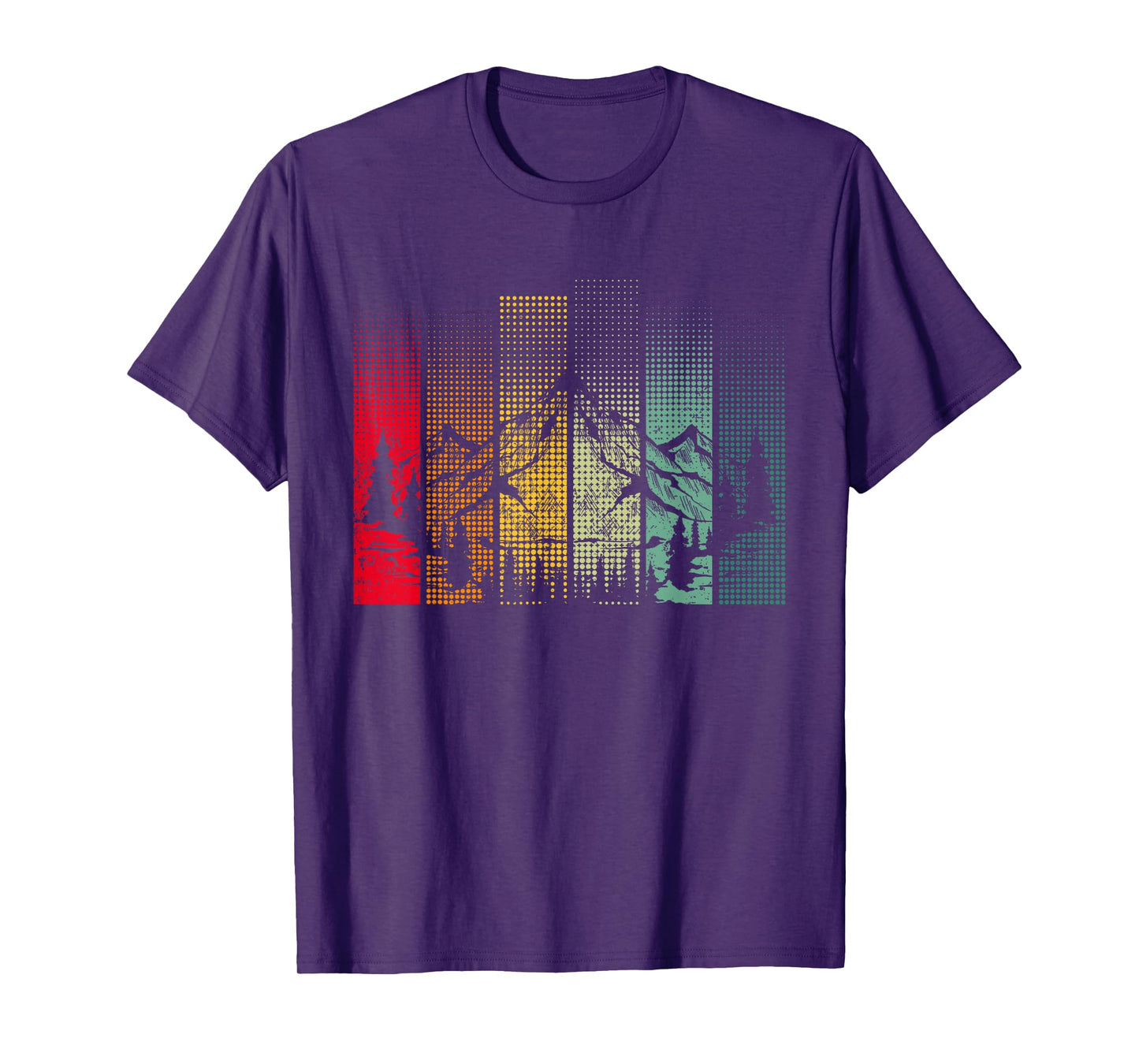Hiking Mountains Trees Outdoors Nature Wildlife Retro Forest T-Shirt