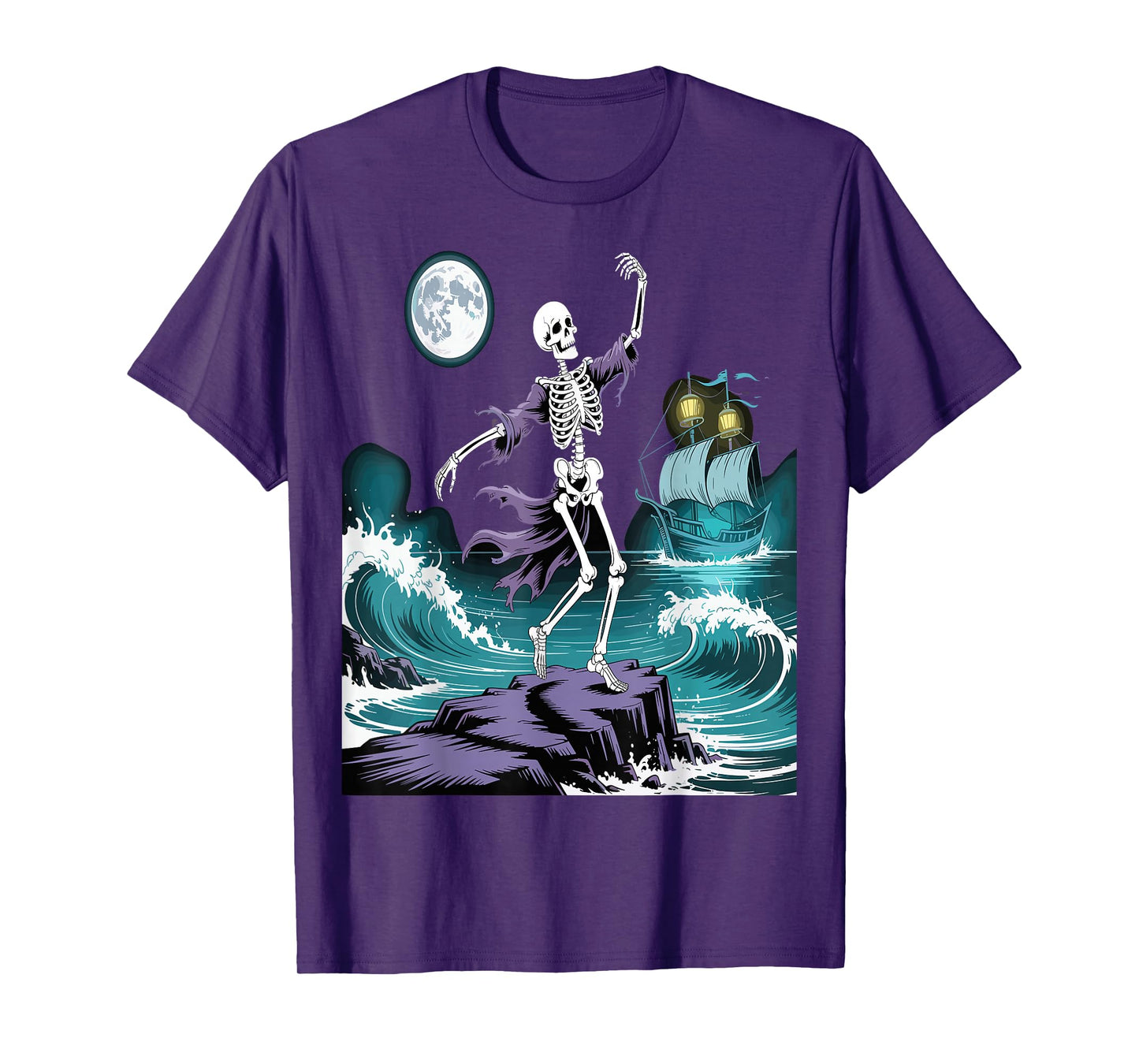 Skeleton Dancing Under The Moon Funny Spooky T-Shirt