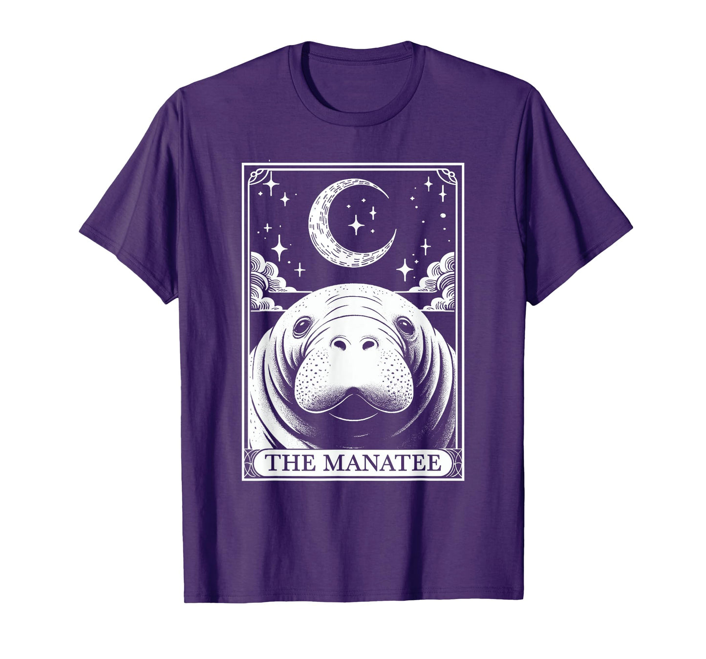 Tarot Card Vintage Crescent Moon Manatee Sea Animal Lovers T-Shirt