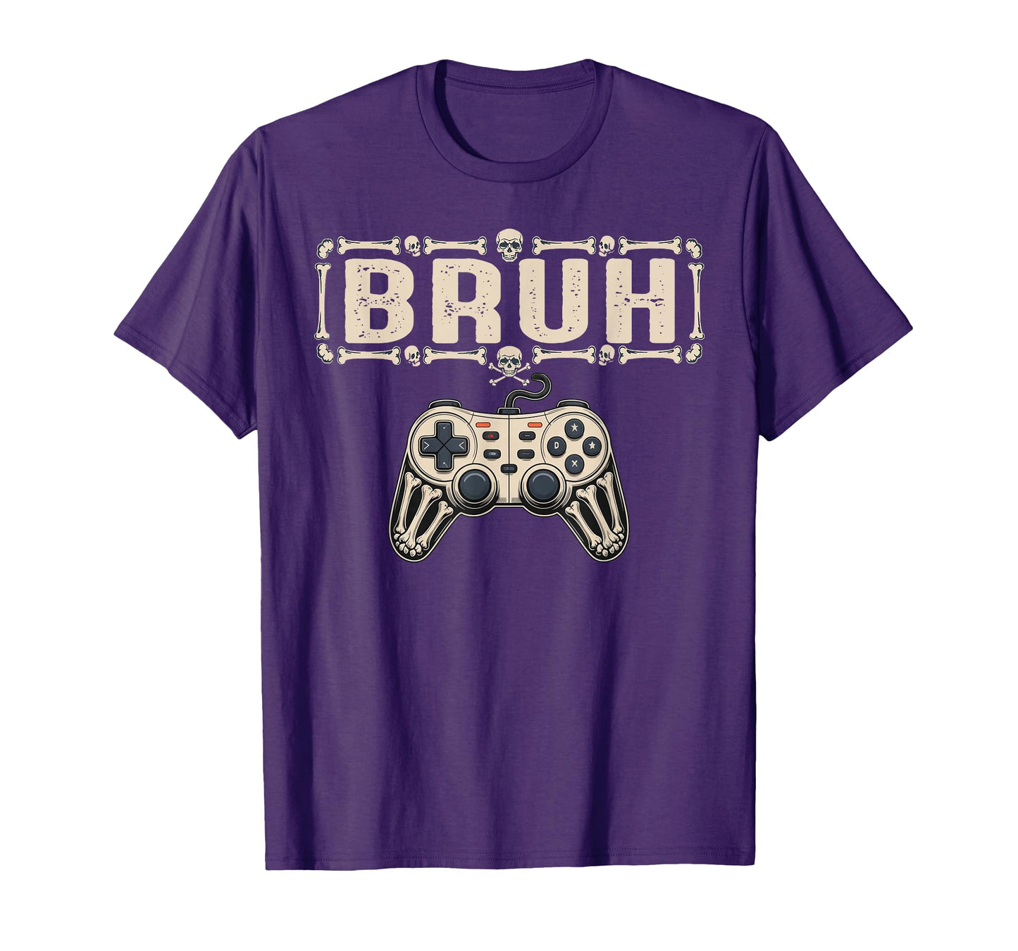 Halloween Skeleton Gamer Bruh Funny Video Gaming Boys Kids T-Shirt