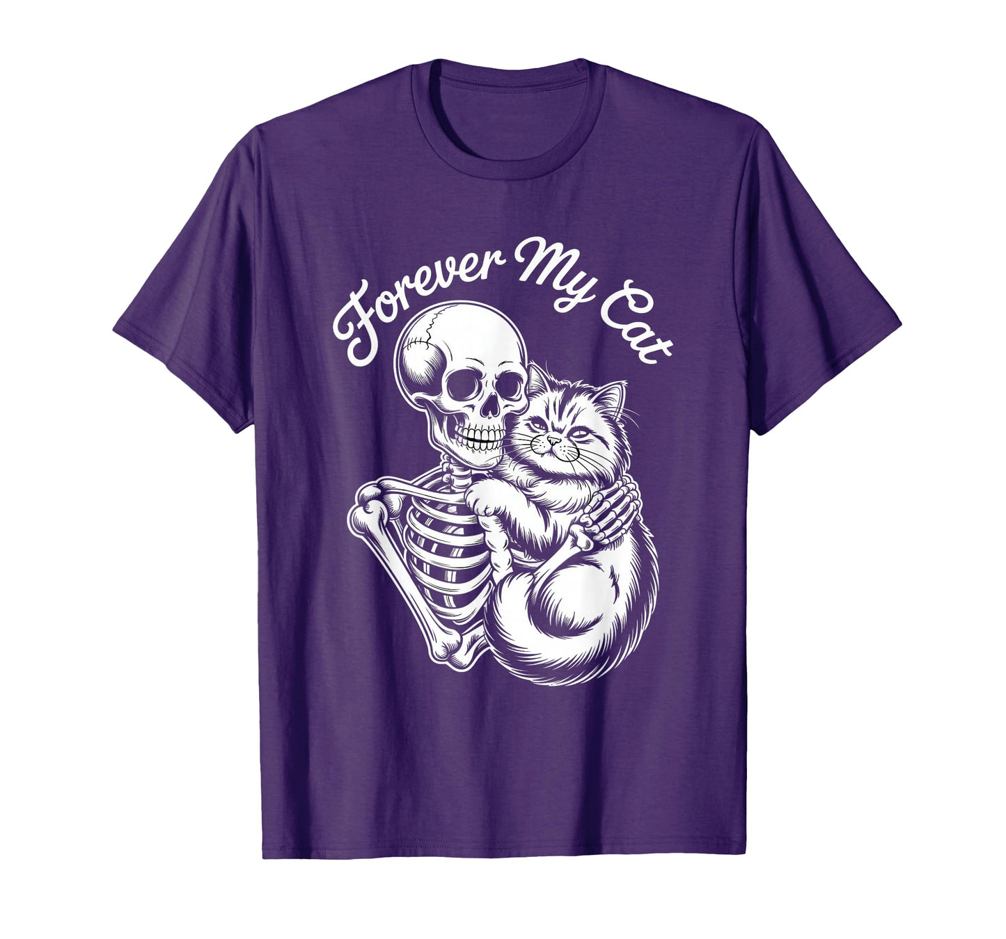 Halloween Forever My Cat Skeleton Hugging Kitty T-Shirt