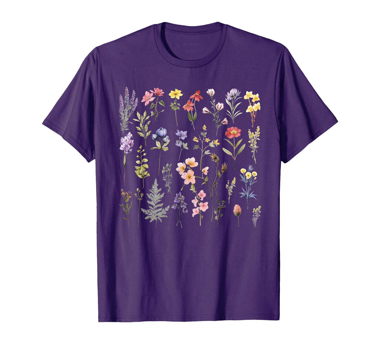 Vintage Flowers Women Wildflower Graphic Floral Gardening T-Shirt