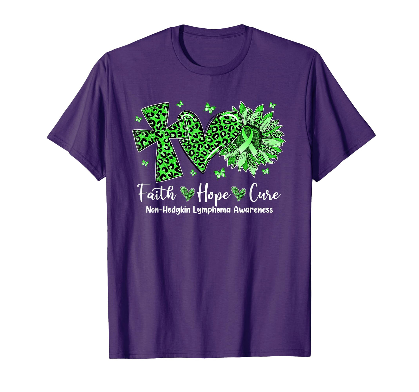 Faith Hope Cure Sunflower Leopard Non-Hodgkin Lymphoma T-Shirt