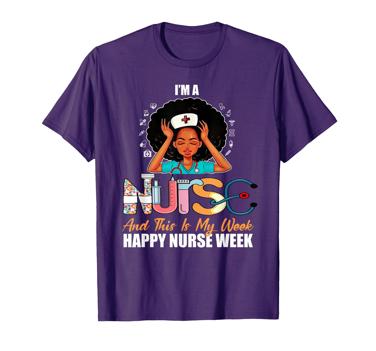 Black African American Girl Nurse Medical Worker Nurse Week T-Shirt