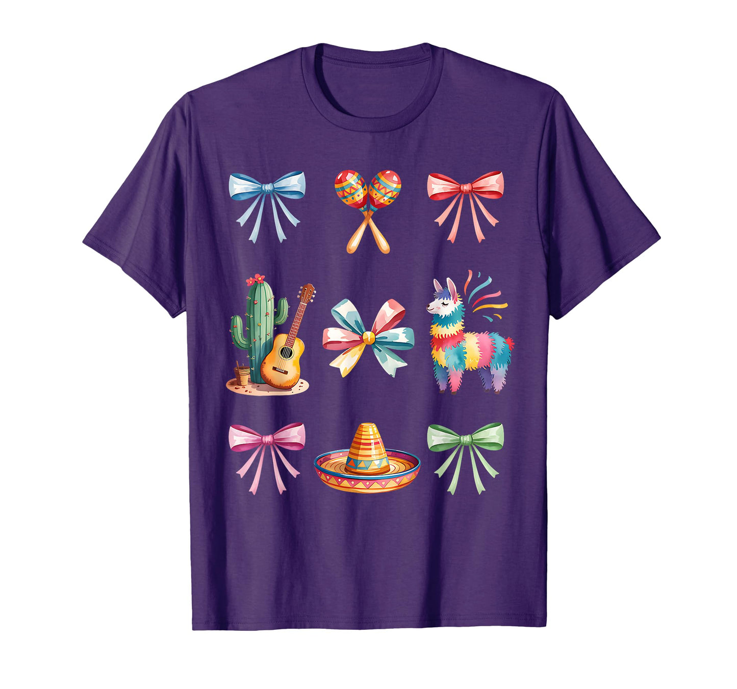 Coquette Bow Cinco de Mayo Sombrero Piñata & Taco Fun T-Shirt