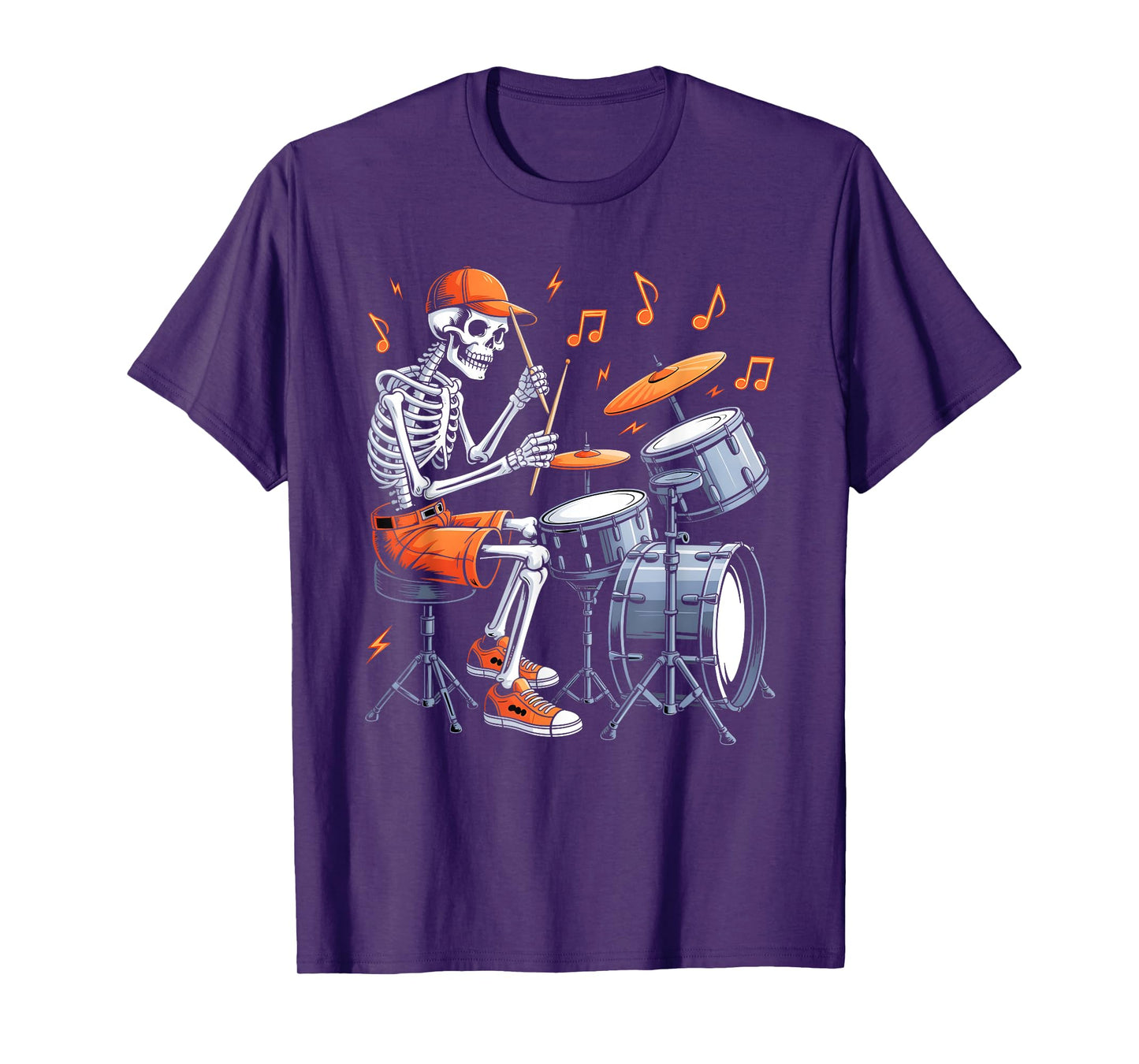 Skeleton Drums Funny Drummer Men Boys Kids Halloween Costume T-Shirt