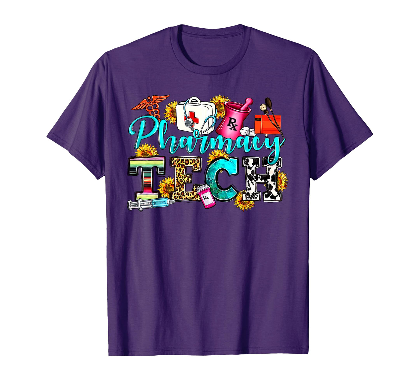 Retro Leopard Pharmacy Tech Pharmacist Certified Pharm Tech T-Shirt