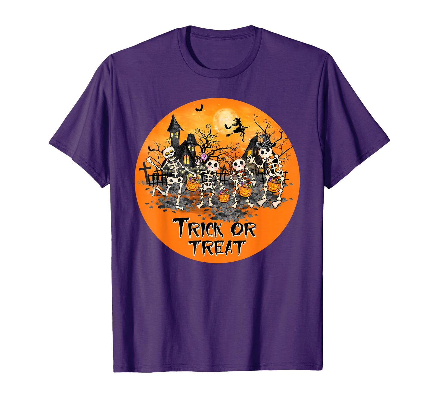 Trick or Treat Dancing Skeletons Funny Halloween T-Shirt