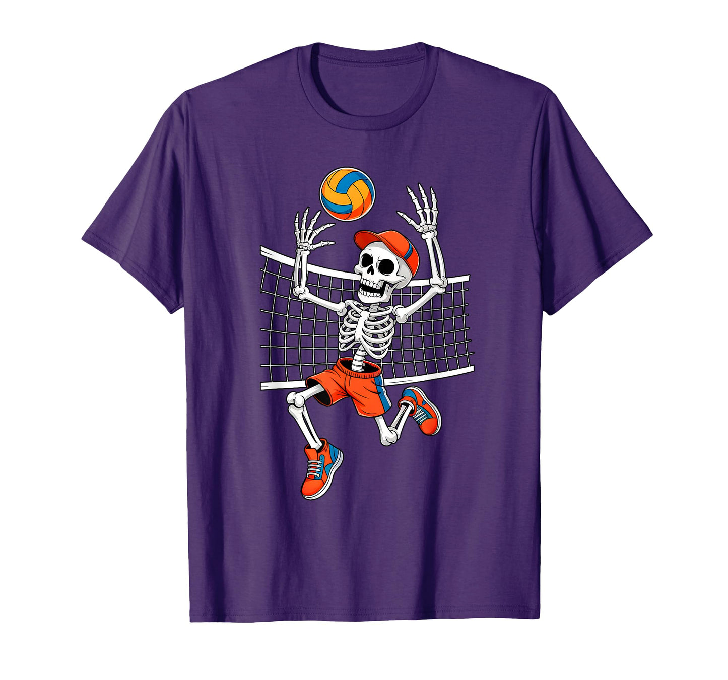 Funny Skeleton Play Volleyball Halloween Costume Boys Men T-Shirt
