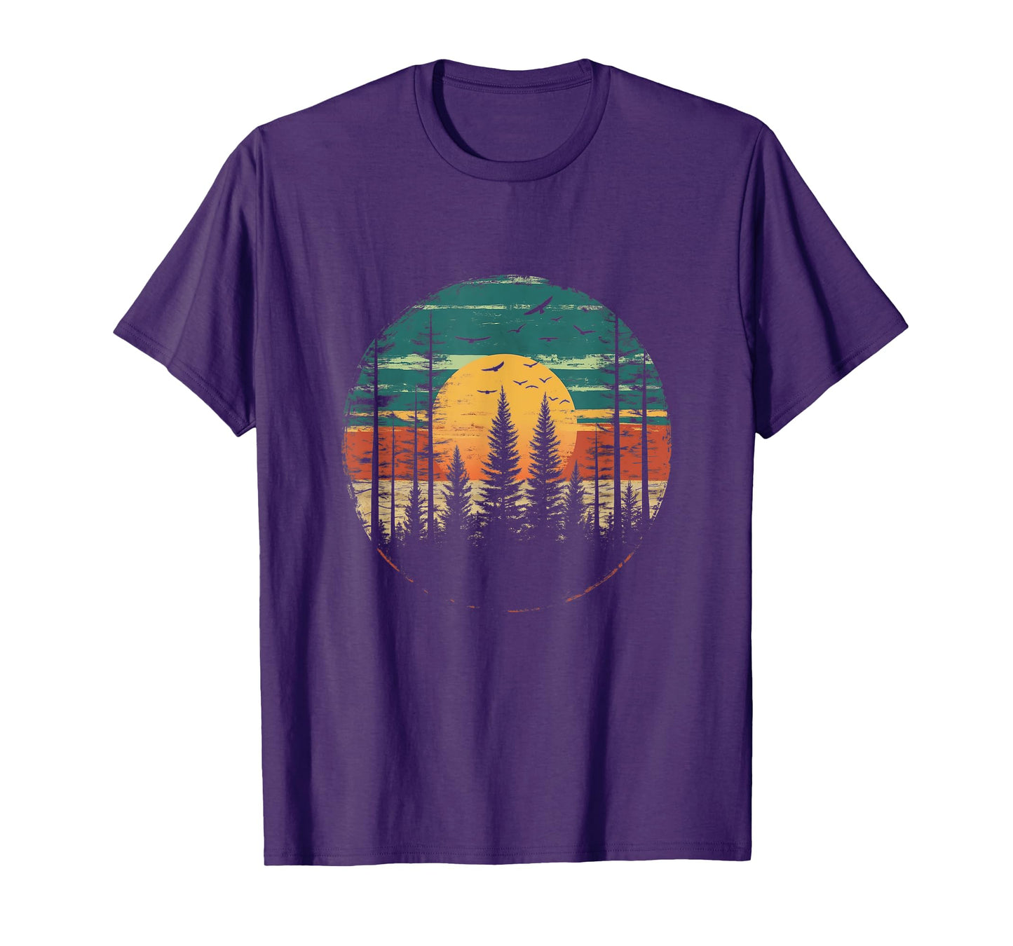 Retro Forest Trees Outdoors Nature Women Men Vintage Graphic T-Shirt