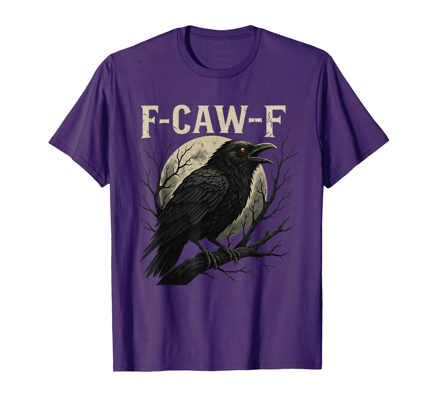 Funny Gothic Crow F Word Full Moon Raven F-caw-f Adult Humor T-Shirt