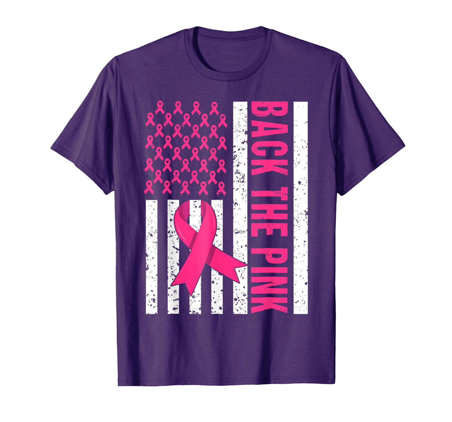 Back The Pink Breast Cancer Awareness USA Flag Men Women Kid T-Shirt