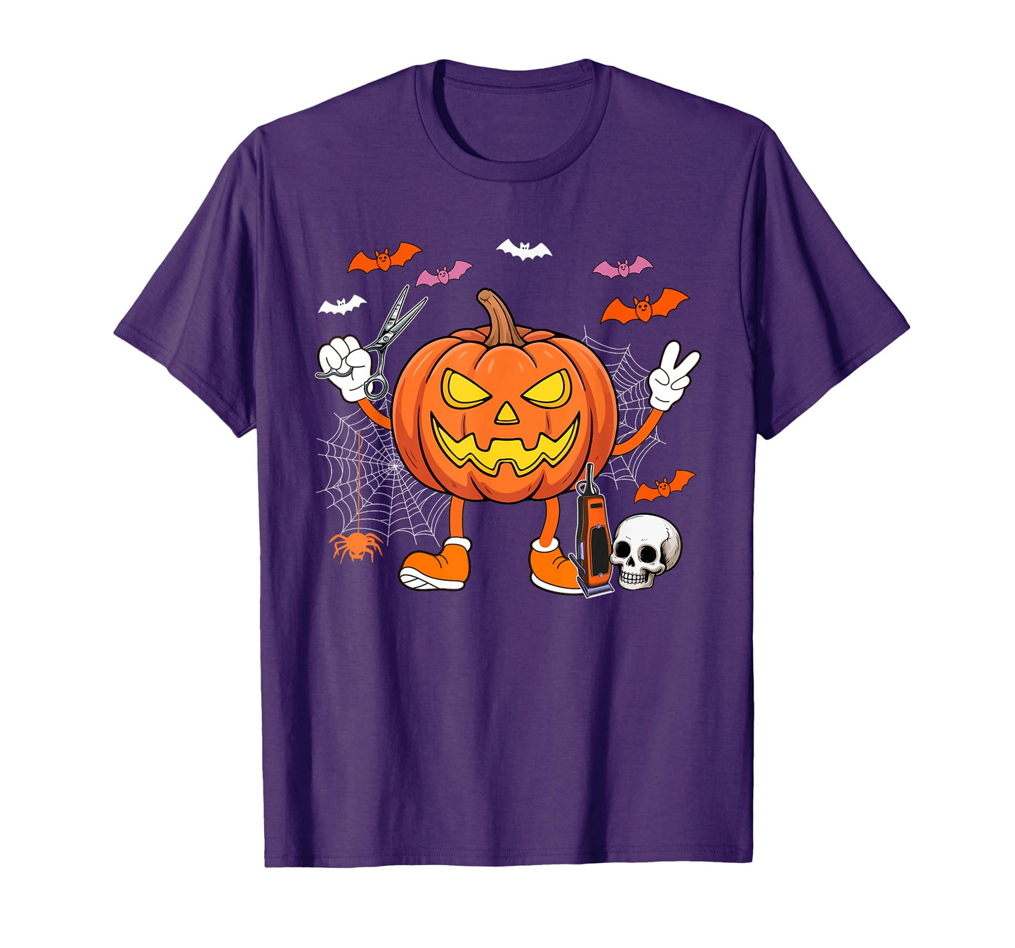 Barber Job Horror Carved Pumpkin Halloween Costume Team T-Shirt