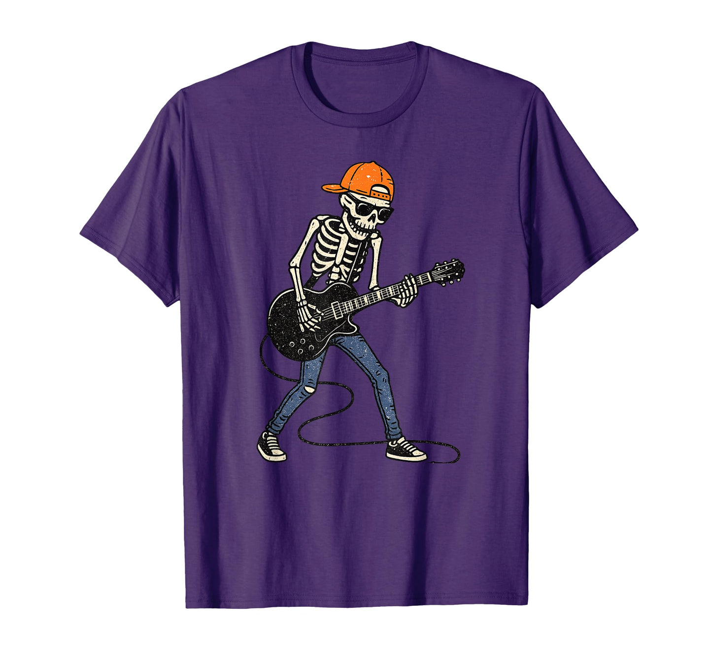 Vintage Halloween Skeleton Guitar Rock Funny Spooky Costume T-Shirt