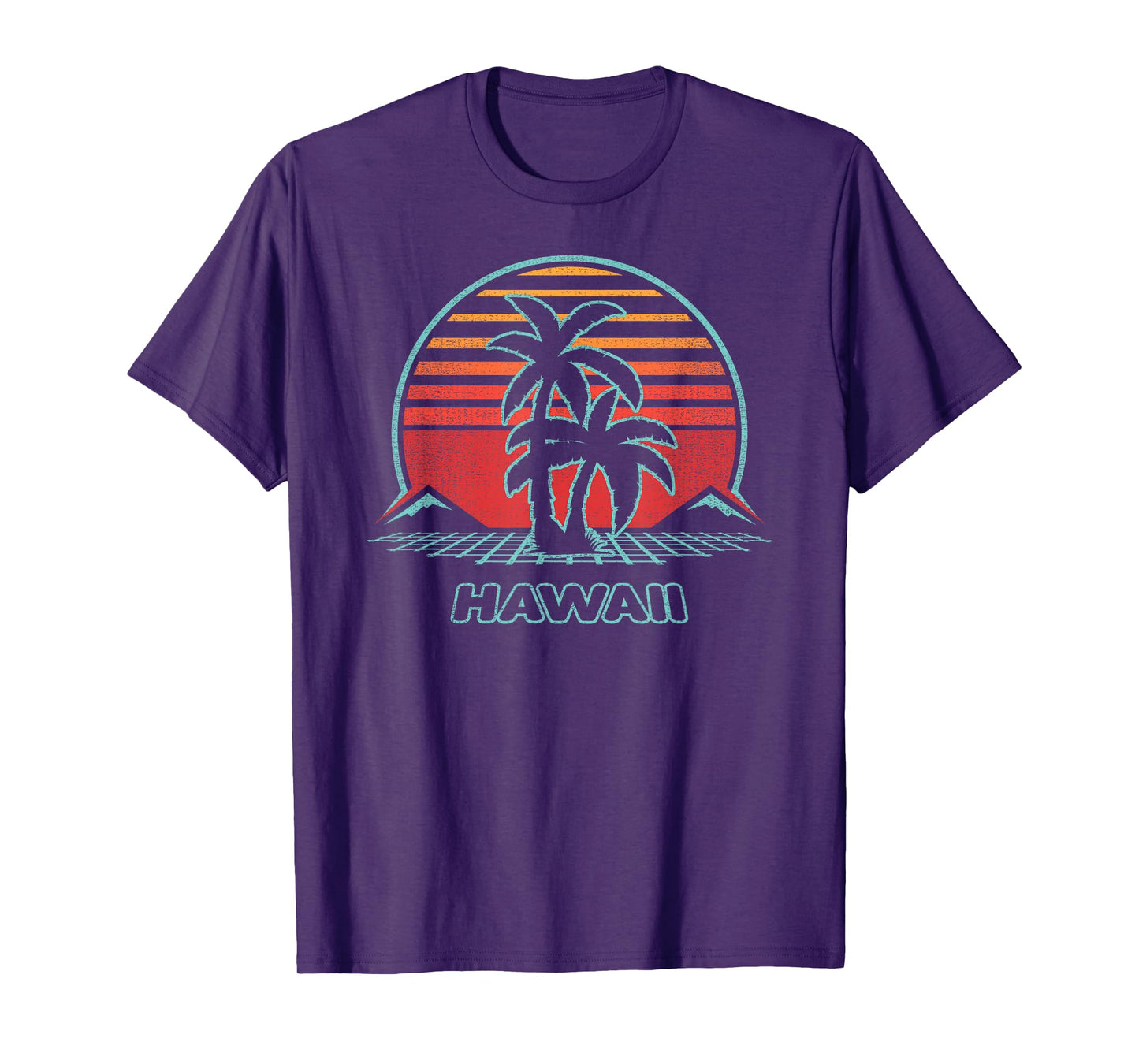 Hawaii Retro Palm Tree Beach 80s Style Men Women Kids T-Shirt