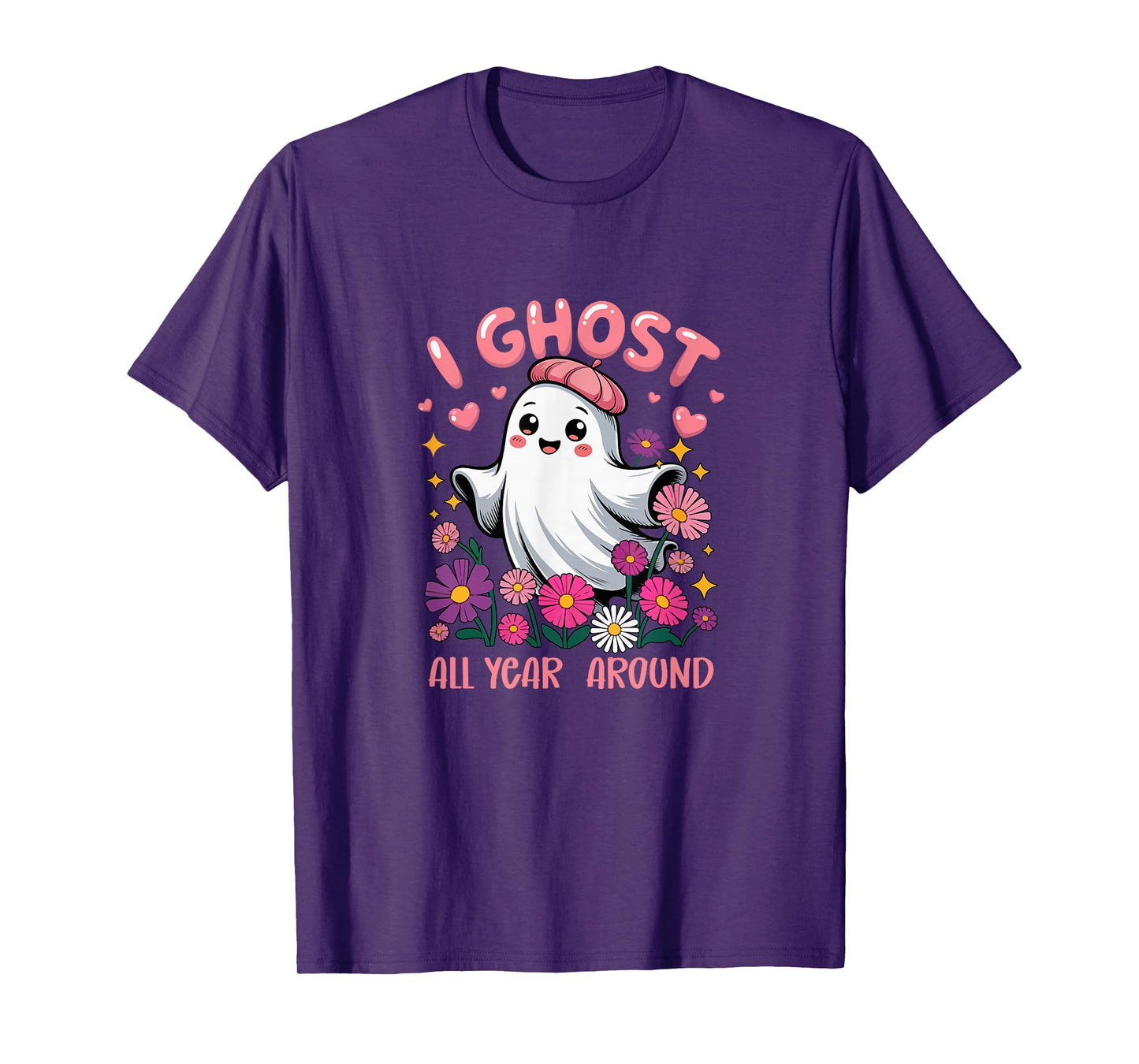 I Ghost All Year Around Halloween Floral Boo Colorful Lover T-Shirt