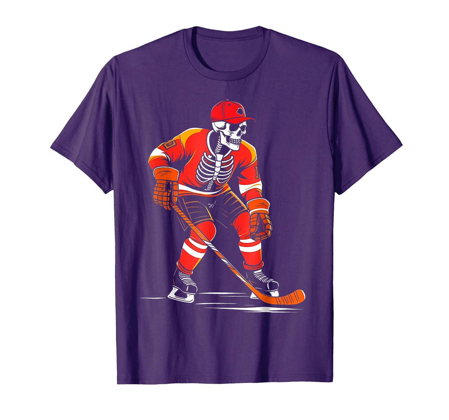 Skeleton Ice Hockey Halloween Costume Men Boys Kids Game Day T-Shirt